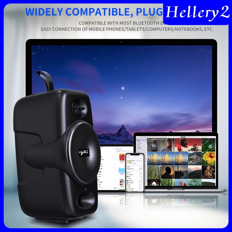 [HELLERY2]Portable Bluetooth 5.0 Speaker Support TF Card Audio Player AUX USB Bass