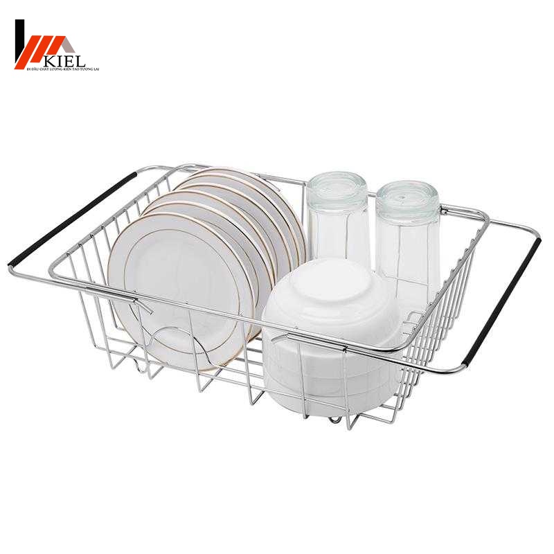 Khay Inox 304 đựng đĩa chén trái cây gác lên bồn rửa chén size lớn tùy chỉnh kích thước
