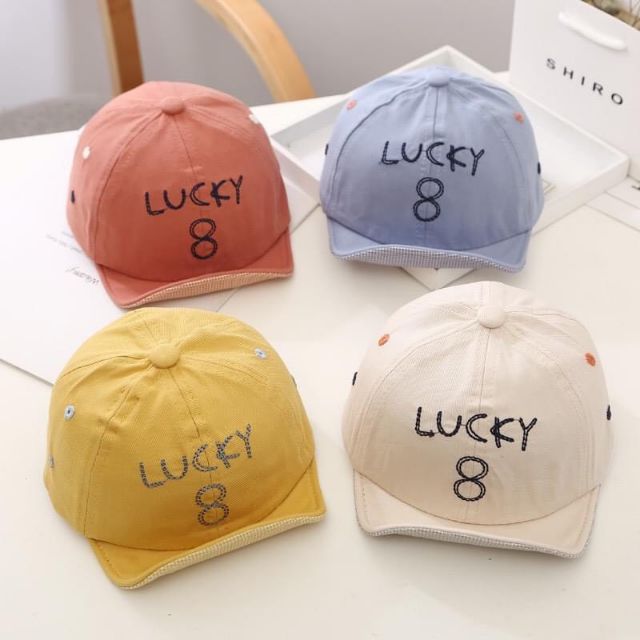 ( Xả Kho-48cm)Mũ thô mềm LUCKY8 cho bé trai và bé gái(0-3 tuổi)