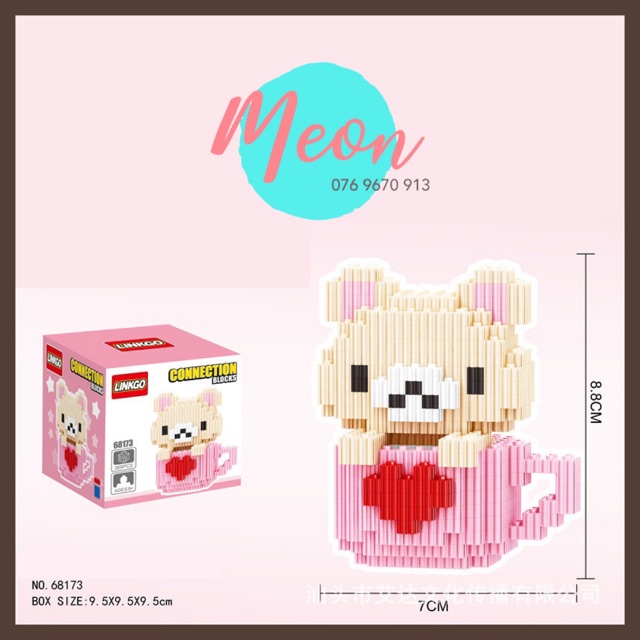 Miniblock xếp hình rilakkuma - Logo rilakkuma cup size M