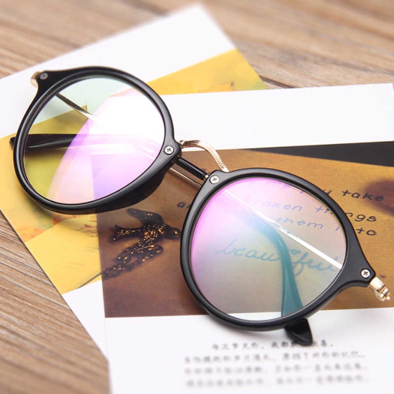 (KIQI-FASHION) COD Kính Gọng Tròn Chống Bức Xạ Thời Trang Hàn Quốc