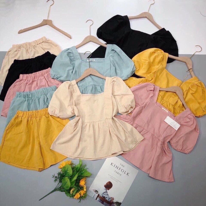 [Hình thật] Set bộ peplum che bụng Bigsize, đồ bộ nữ mặc nhà bigsize, Set đồ bầu dễ thương (60-85kg)