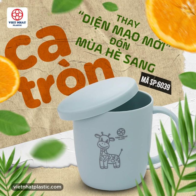 Ca cốc uống nước có nắp xinh xắn 6039