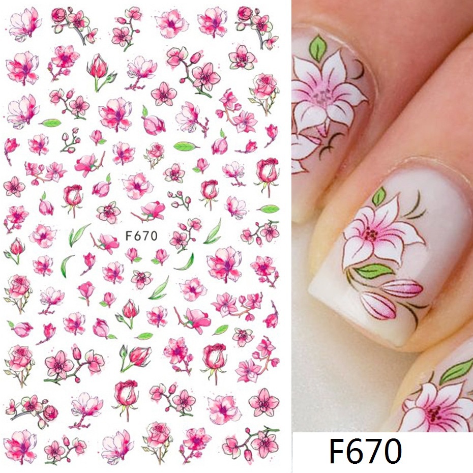 1 Nhãn Dán Trang Trí Móng Tay Hình Hoa Đào Mùa Xuân Hè F091-F701