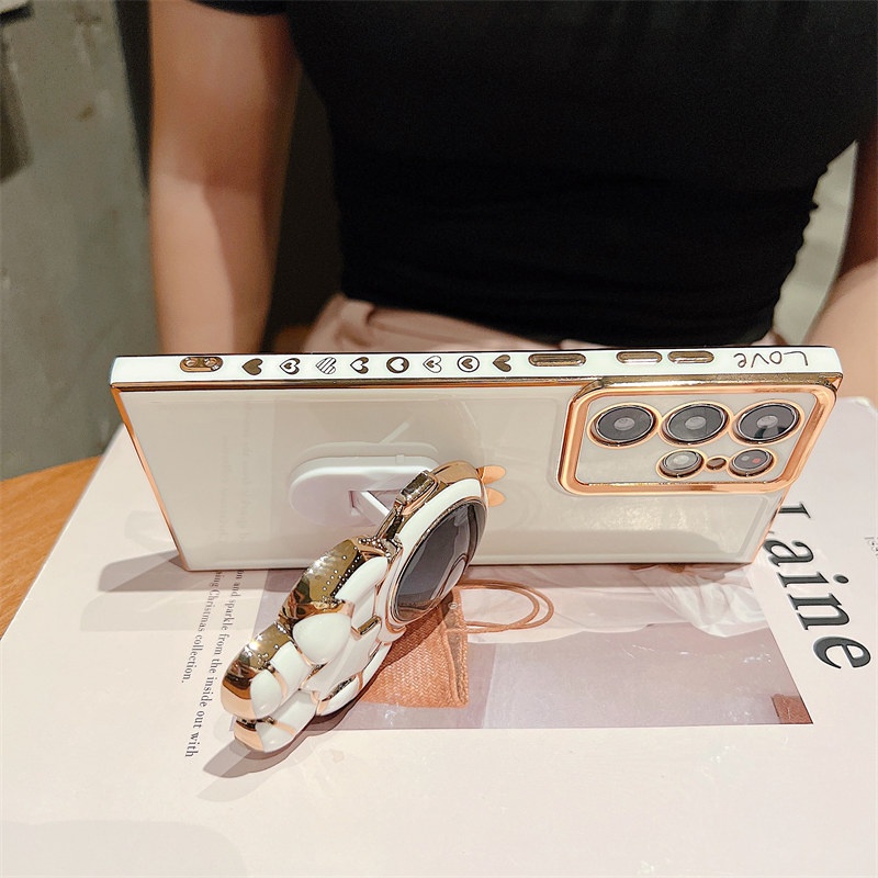 Ốp Điện Thoại Silicon Chống Sốc Có Giá Đỡ Hình Phi Hành Gia Sang Trọng Cho Samsung S22 Ultra A53 5G