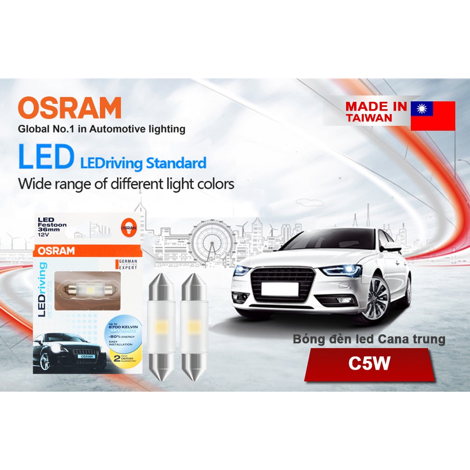 Bóng Đèn Led Cana Trung OSRAM Standard Retrofit C5W 12V Màu Trắng Sky - Nhập Khẩu Chính Hãng