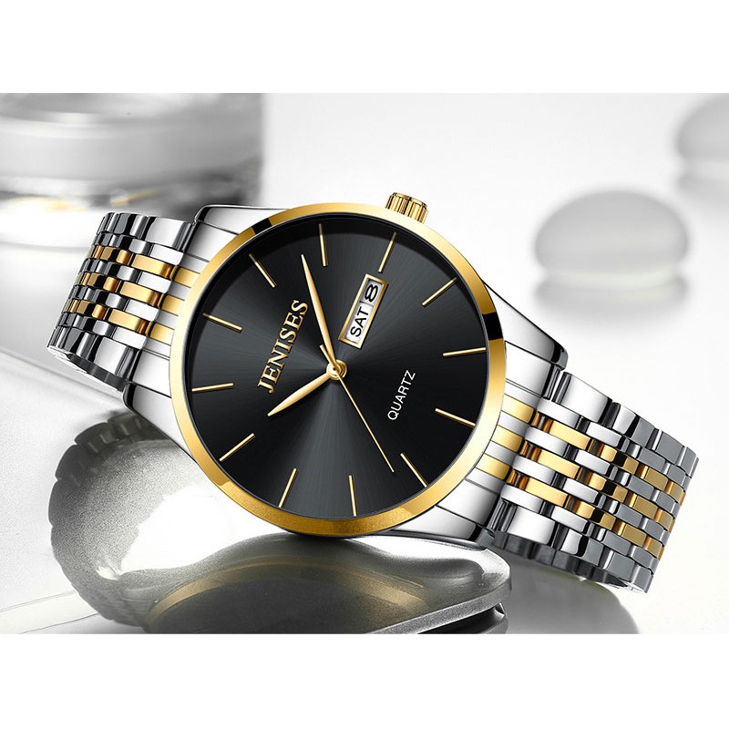 Đồng Hồ Nam Cao Cấp JENISES JAPAN Khung Thép Full Đen Không Gỉ