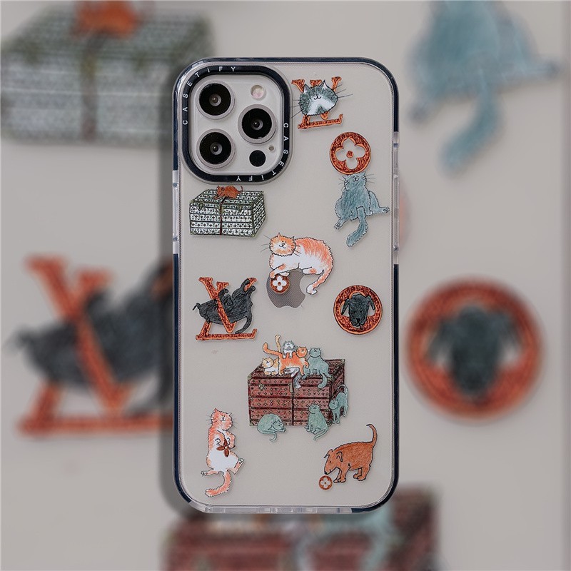 Famous Fashion Brands Joint Kitty Case IPhone 7 8 Plus SE 2020 Casetify Phone Cover Apple 12 pro max 12Mini Cute Cat IPhone 11 Pro Max Straight edge Soft Casing X XR XS MAX