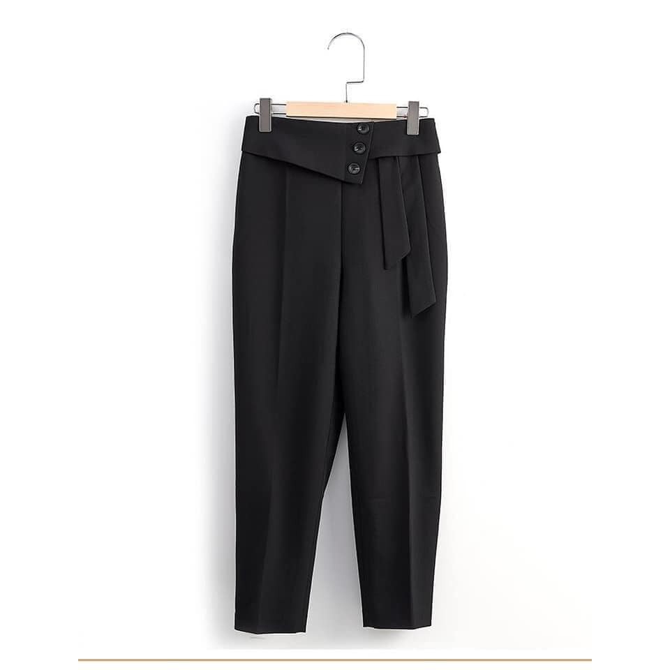 Quần baggy nữ 3 cúc phối nơ siêu xinh