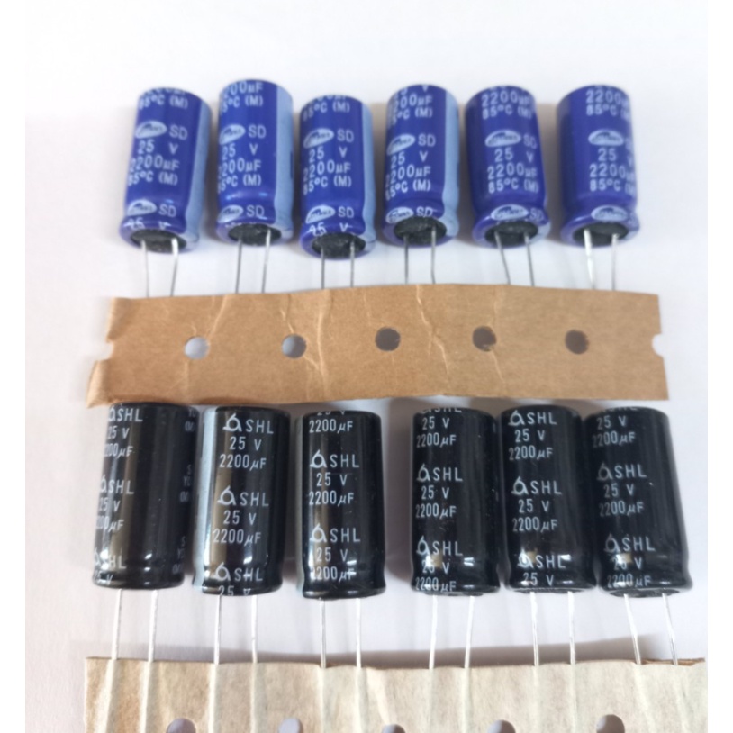 Tụ 25v 2200uf - Tụ hóa 13x25mm