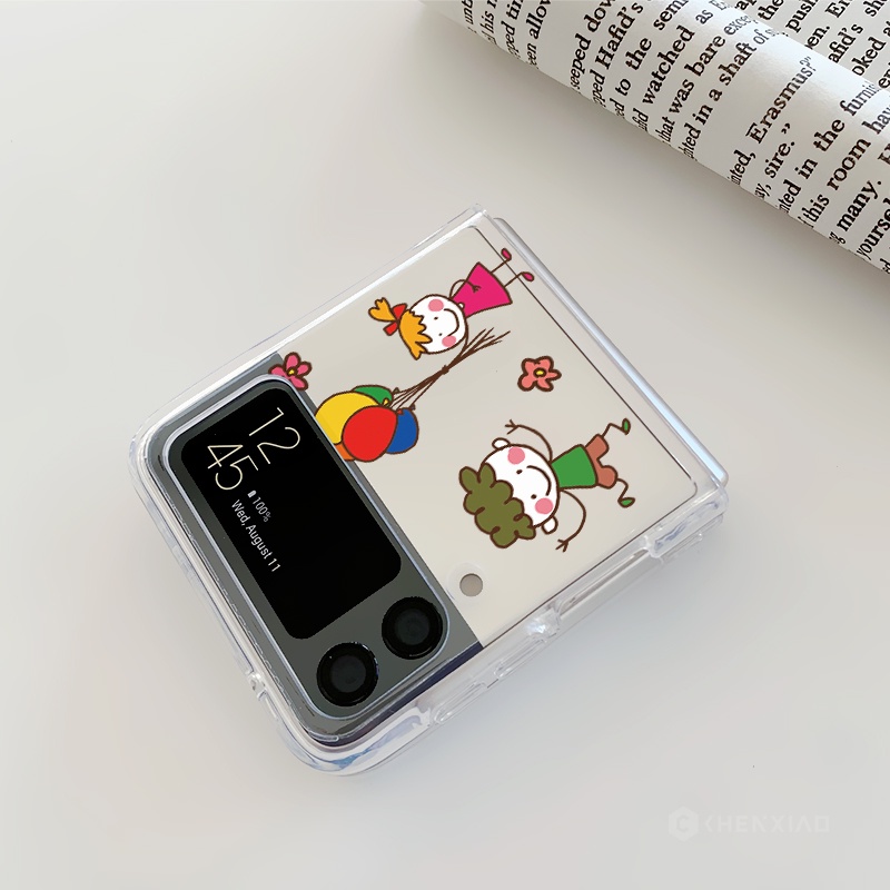 Bao Da Điện Thoại Nắp Gập Chống Rơi Trong Suốt In Họa Tiết Hoạt Hình Dễ Thương Dành Cho samsung galaxy z flip 4 flip3 flip1 / 2 Vỏ
