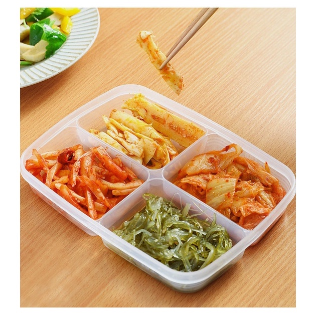 Hộp Nhựa Chia Ngăn - Hộp Đựng Đồ, Thực Phẩm Chia 4 Ngăn Tiện Lợi Cho Nhà Bếp