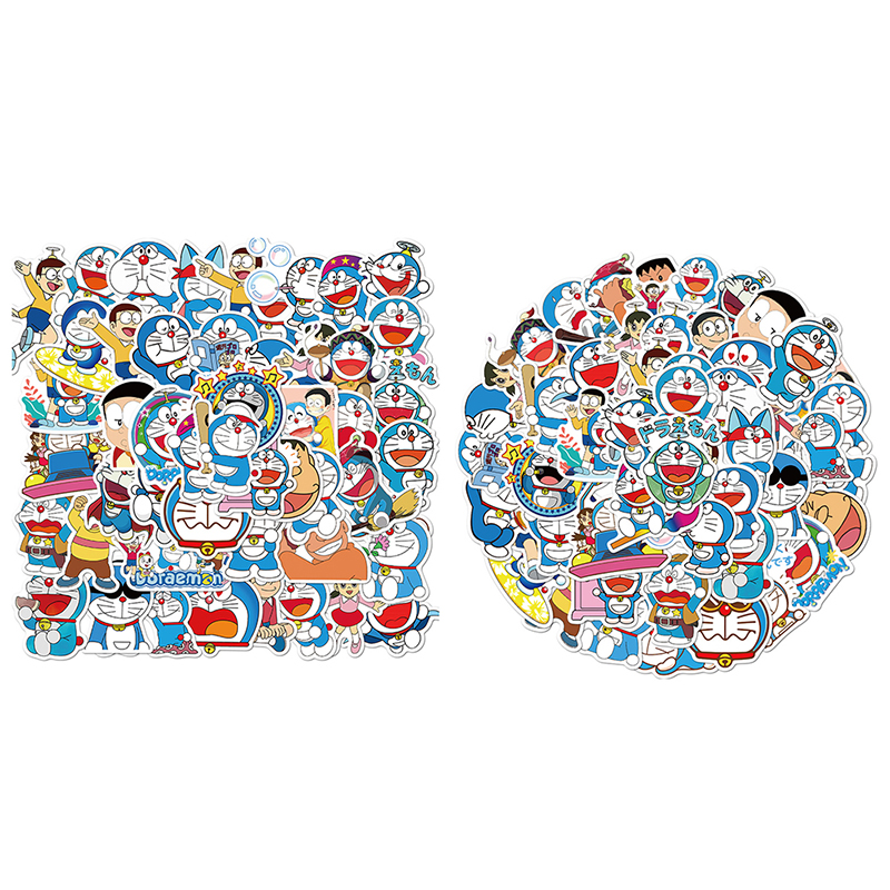 Bộ 50 Miếng Dán Hình Doraemon Dễ Thương Trang Trí Xe Hơi / Xe Máy / Laptop