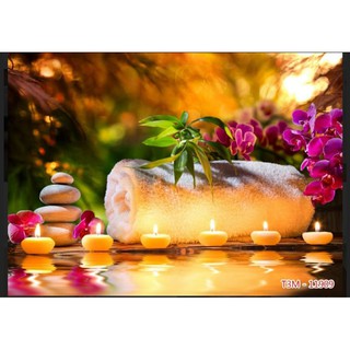 Tranh dán tường 3D quán spa in Vải Lụa