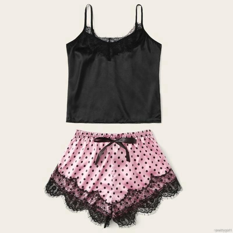 Đồ ngủ satin phối ren hoa xuyên thấu cho nữ | BigBuy360 - bigbuy360.vn