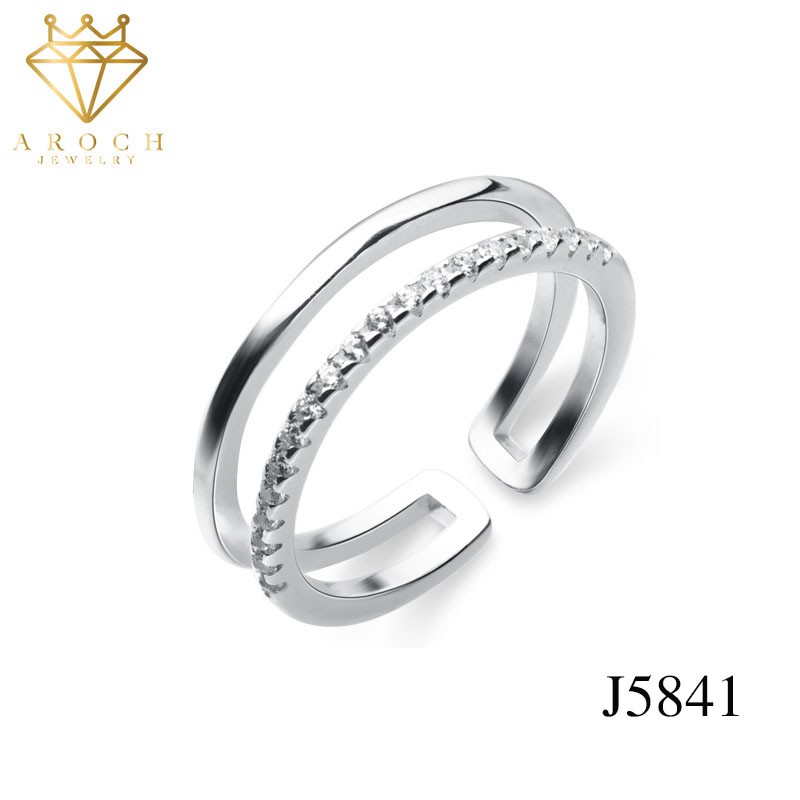 Nhẫn nữ hở freesize,hợp với mọi kích cỡ ngón tay,bạc Ý s925 nhỏ tươi Love ROCH J5841- AROCH Jewelry