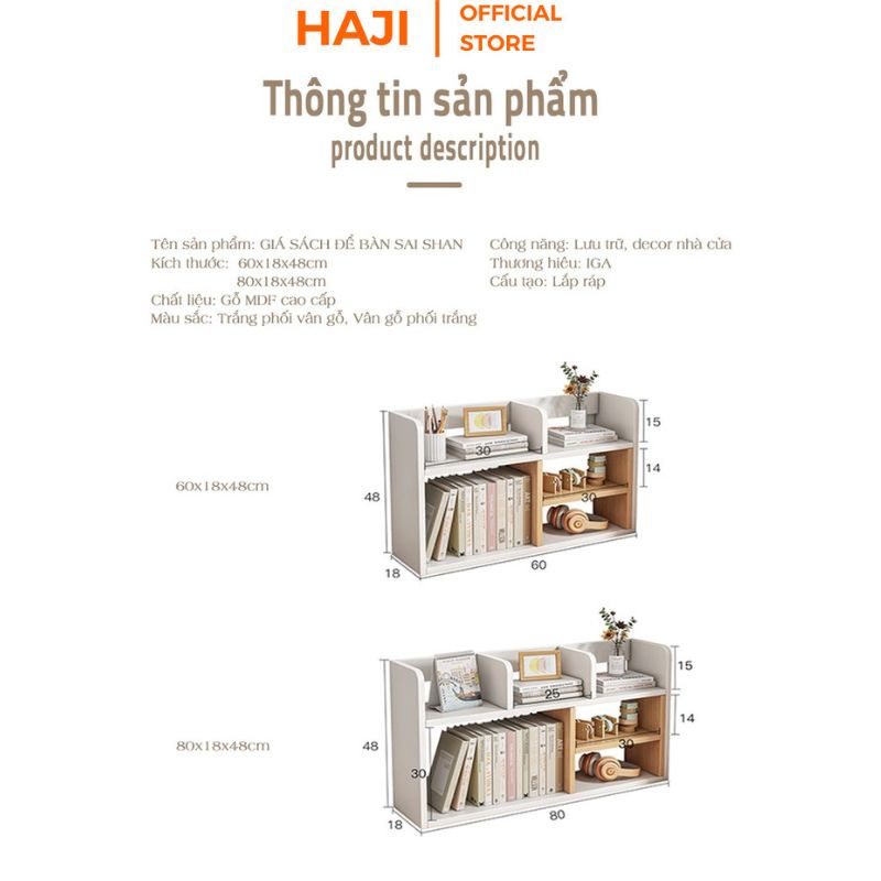 Kệ sách mini để bàn hai tầng chia ngăn khoa học thương hiệu HAJI A157