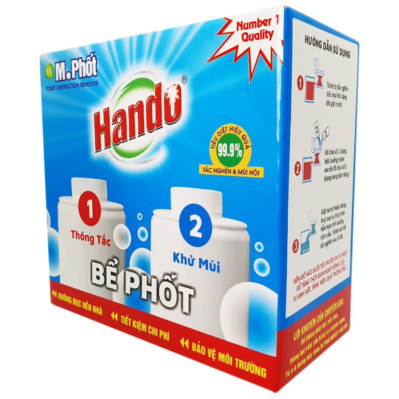 Bộ Thông tắc khử mùi bể phốt Hando 860g (2 chai)