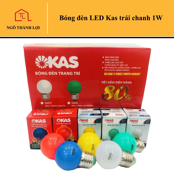 Bóng đèn LED Kas trái chanh 1W màu đỏ / trắng / vàng - Bóng đèn LED