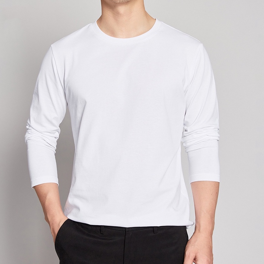 Áo Thun Dài Tay Trơn Basic HALEY Giữ Nhiệt Không Cổ Dáng Ôm 3 màu Đủ Size 45-80kg Chất Thun Lạnh