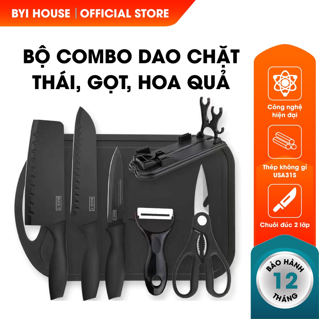 [QUÀ TẶNG]Bộ Dao Nhật Bản 6 Món Cao Cấp Sắc Bén Thép Không Gỉ Hakana Cao Cấp, Combo Dao Hakana 6 Món- BYI House