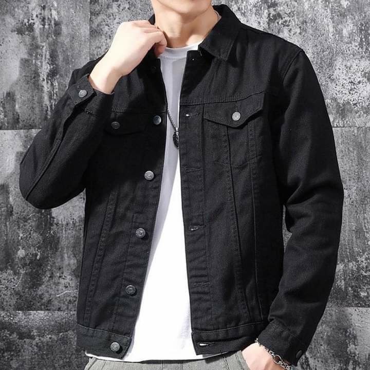 Áo khoác jean nam đen rách - áo đen và xanh trơn basic form unisex size 40-85kg