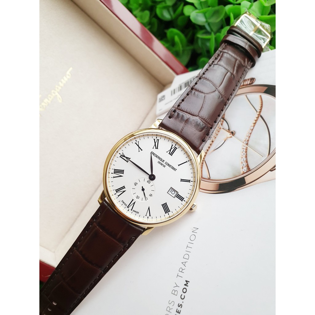 [BAO CHECK] Đồng hồ nam Frederique Constant FC-245WR5S5 máy Quat Swiss Made, mạ vàng PVD, kính Sapphire, lịch ngày, dây