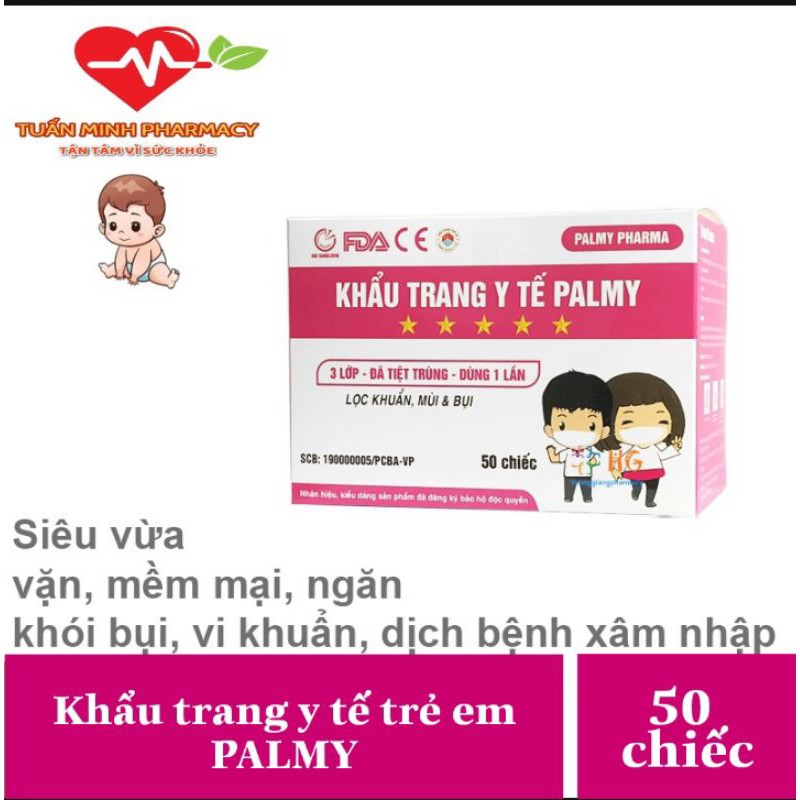 Khẩu trang y tế trẻ em Palmy (Hộp 50 Chiếc)