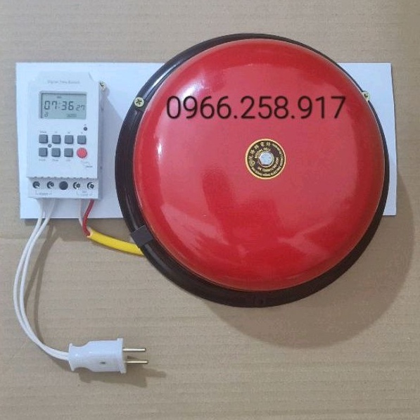 BỘ HẸN GIỜ CHUÔNG BÁO GIỜ CÔNG TY, TRƯỜNG HỌC (Chuông 8 Inch) (Bật tắt chuông tính bằng giây)