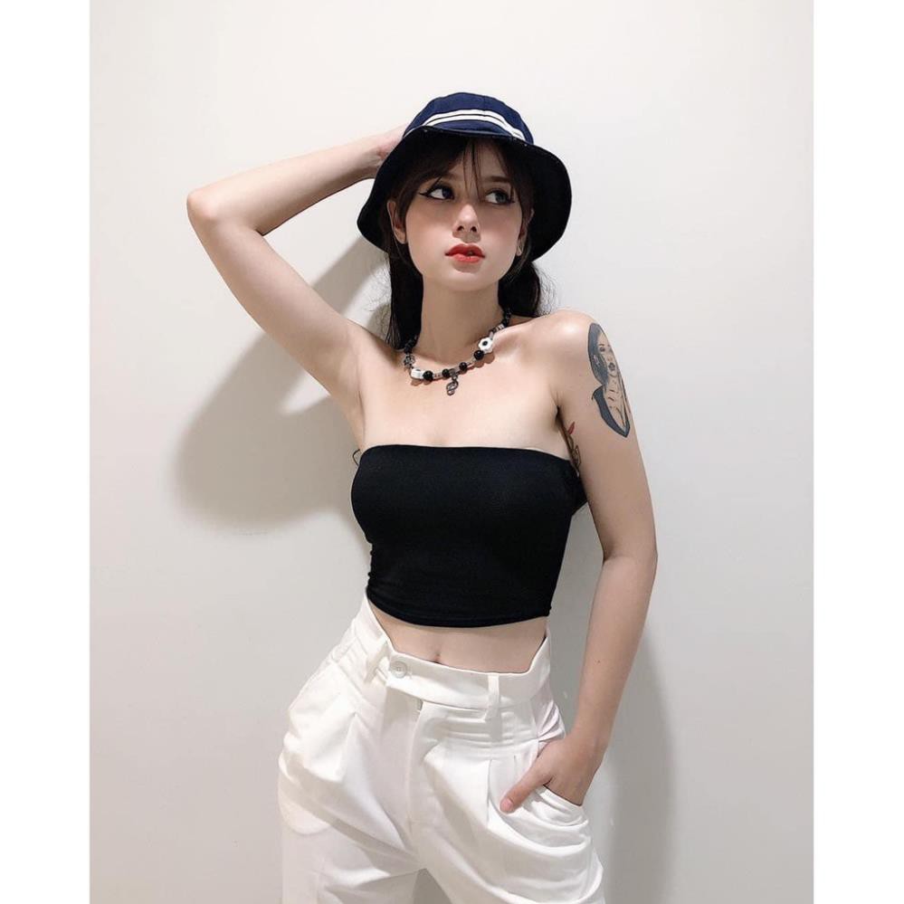 Áo ống nữ ôm ngực trơn - Dáng croptop - Không mút ngực ⚡Video⚡ - Vải thun zip cotton, co giãn tốt, ôm body