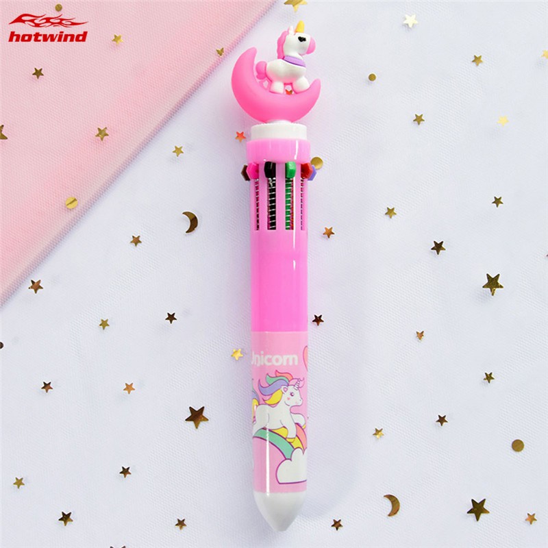 HW 10 Colors Cute Unicorn Cartoon Ballpoint Pen School Office Supply Stationery Gifts