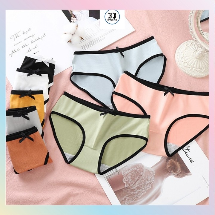 Quần lót nữ cotton cao cấp trơn viền đen toàn viền, quần lót cotton kháng khuẩn co giãn 4 chiều thoáng khí BB Store | BigBuy360 - bigbuy360.vn