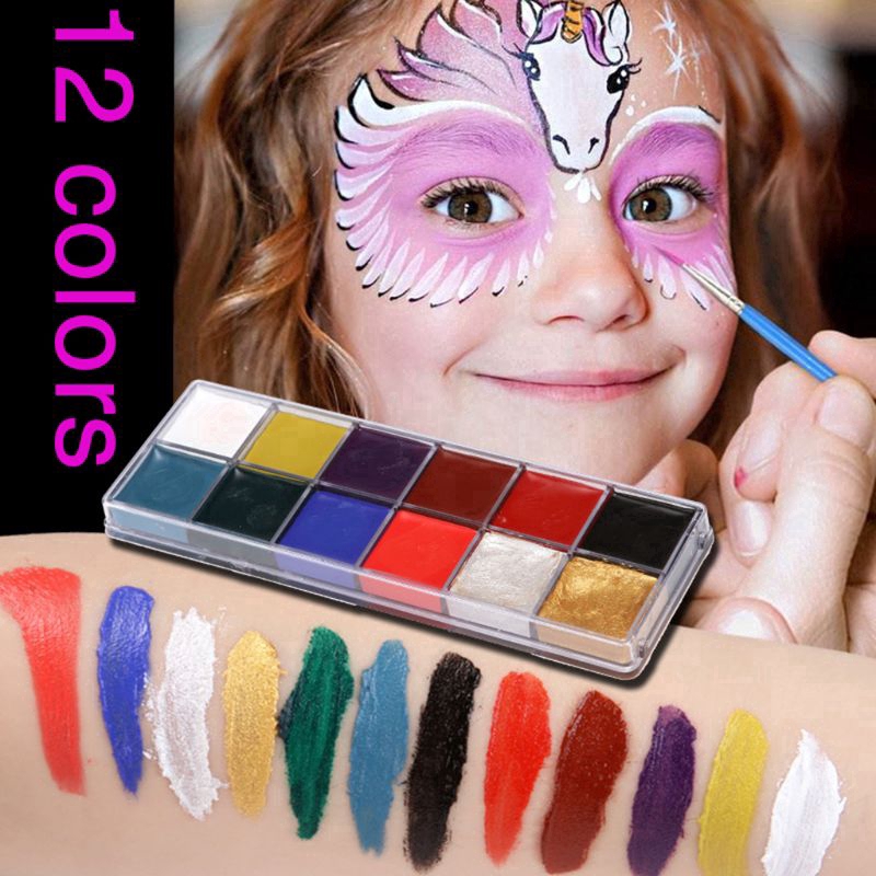 12 trong 1 Face Body Painting Nghệ thuật ưa thích Váy đẹp Trang điểm Drama Palette Party Pigment