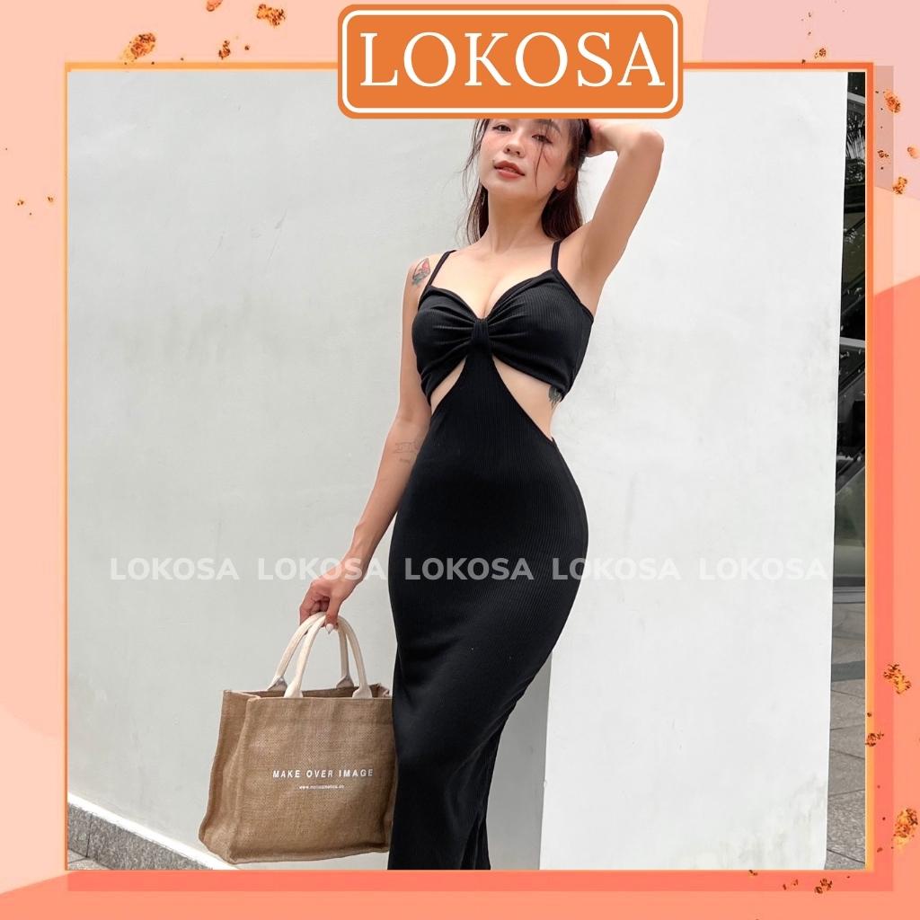 Đầm Nữ Body Sexy LOKOSA Váy Ôm Body Dáng Dài 2 Dây Thiết Kế Cúp Ngực Khoét Eo Hở Hai Bên dự tiệc đi chơi VD077 | BigBuy360 - bigbuy360.vn