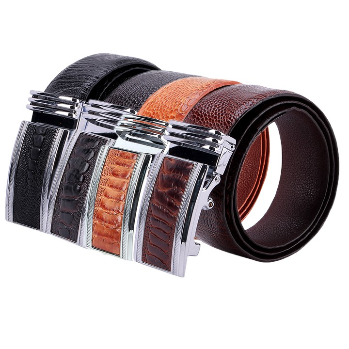 Thắt lưng nam Huy Hoàng da đà điểu 4P màu đen, nâu đất, vàng bò, nâu đỏ HP4417-18-19-20