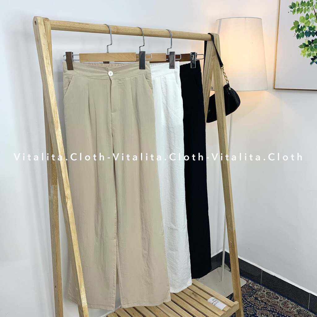 Quần đũi trắng ống rộng dáng suông dài 100cm [Ảnh video thật] - chất vải đũi xước mềm mịn mặc mát - Phối đồ cực sang | BigBuy360 - bigbuy360.vn