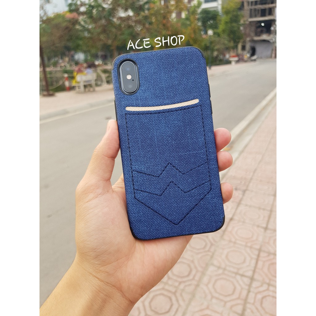 Ốp túi vải jean  I.P X,Xs,Xsmax,7Plus,8Plus có ngăn ví đựng thẻ tiện dụng