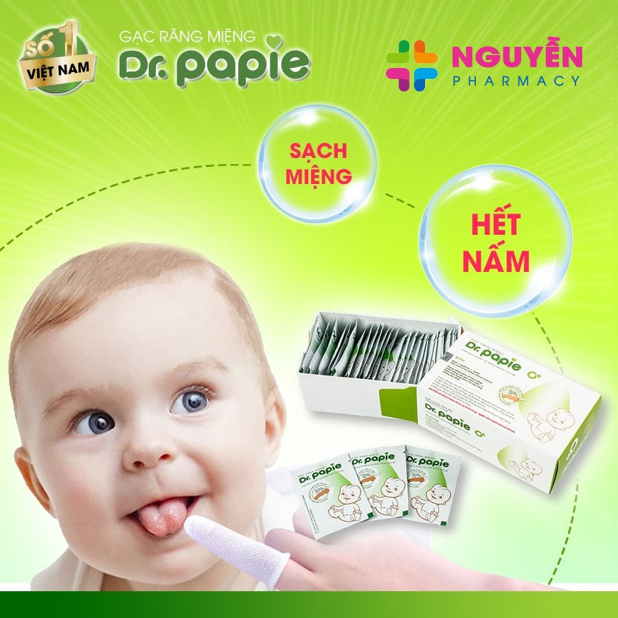 [HÀNG CÔNG TY] Gạc rơ lưỡi Dr. Papie hộp 30 miếng - vệ sinh răng miệng cho bé