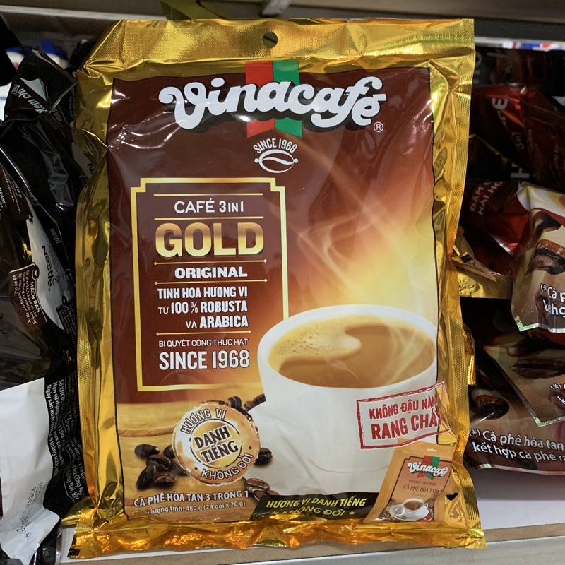 Cà phê sữa Vinacafé Gold 3in1, bịch 24 gói