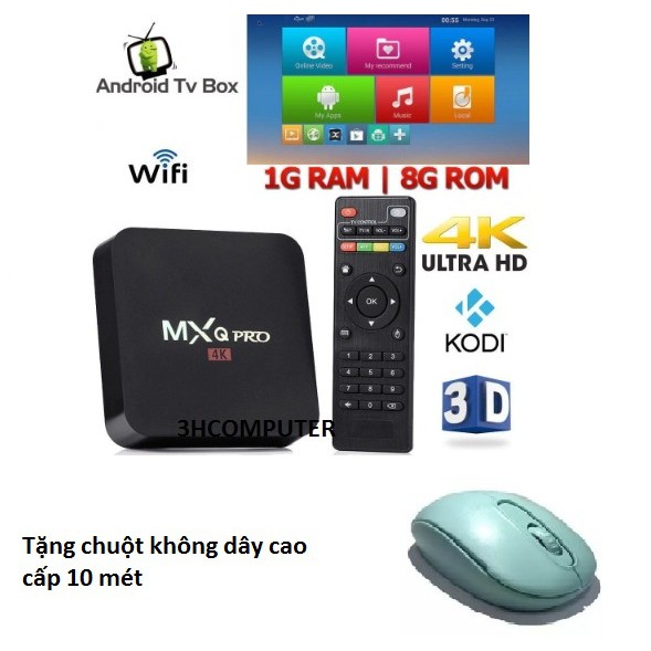 [Mã ELMS05 giảm 5% đơn 300k]Adroid Tivi box MXQ Pro 4K ram 1GB - Android 7.1