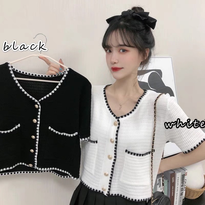Áo Croptop Len Phối Viền Hàng Quảng Châu M6561