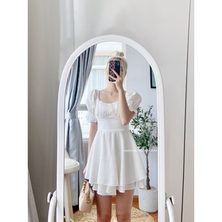 Đầm jump trắng cột nơ freesize Pumi