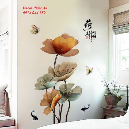 Siêu phẩm decal cao cấp hoa pha lê 3D kt 60cm x 1m3