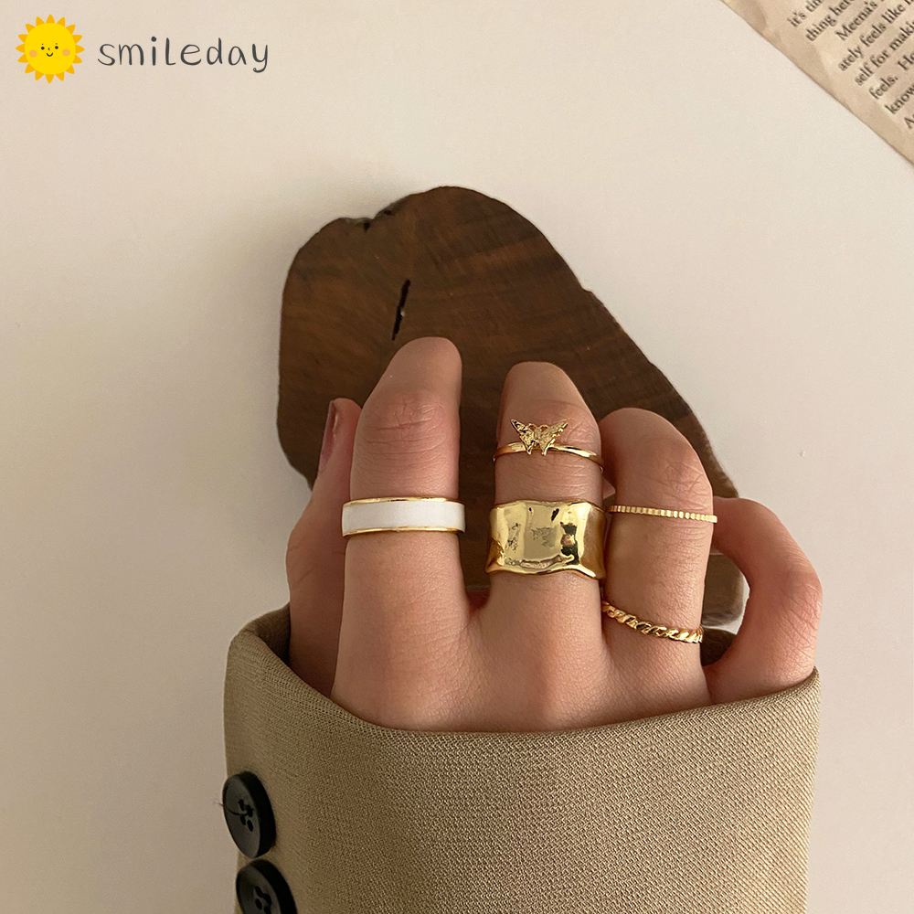 Set 3 / 5 Nhẫn Kiểu Dáng Thời Trang Phong Cách Hàn Quốc Cho Nữ
