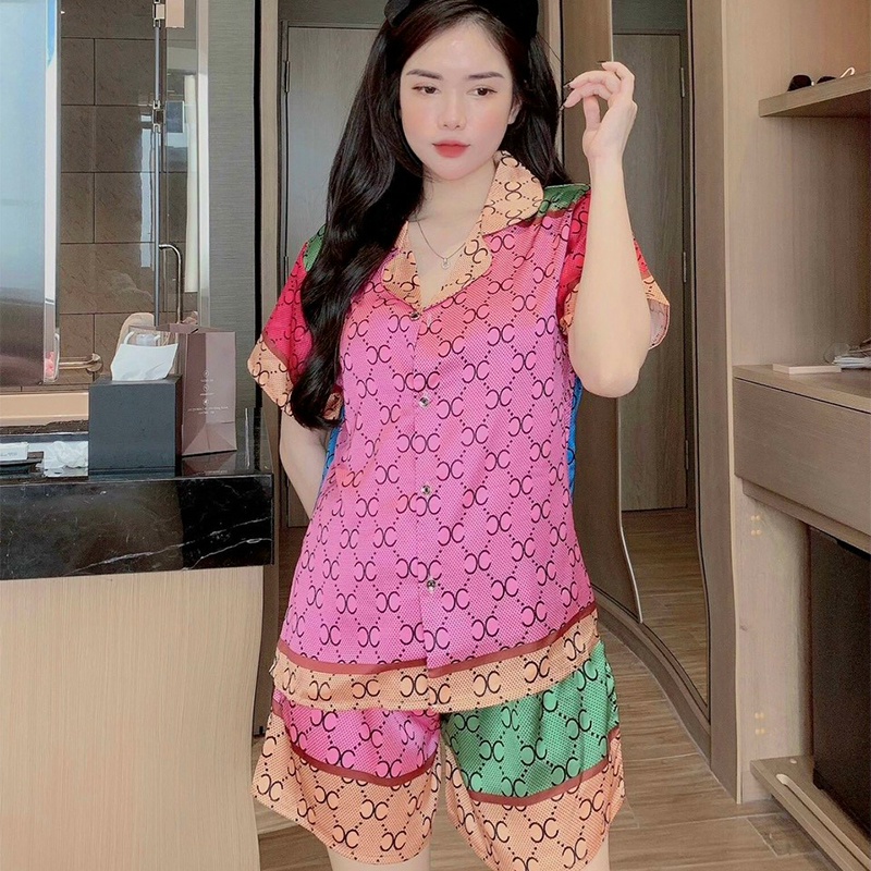 Đồ mặc nhà quần đùi lụa latin, Pijama thiết kế freesize dưới 60kg