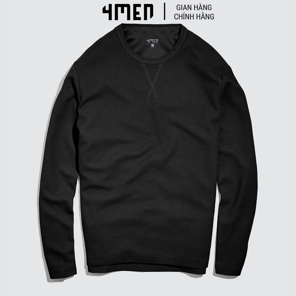 Áo thun dài tay nam trơn 4MEN AT061 cổ tròn, form sweater suông, xẻ lai trẻ trung, vải len cotton đẹp cao cấp, dày dặn | BigBuy360 - bigbuy360.vn