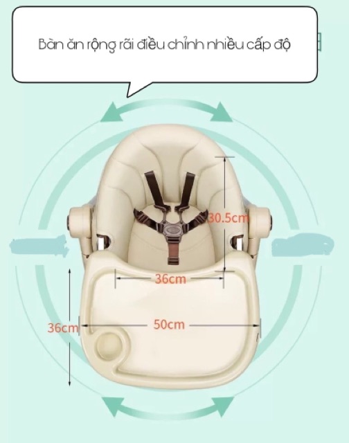 (MẪU MỚI 2021) GHẾ ĂN DẶM ĐA NĂNG CAO CẤP MÀU BE SIÊU SANG CHO BÉ YÊU CÓ BÁNH XE