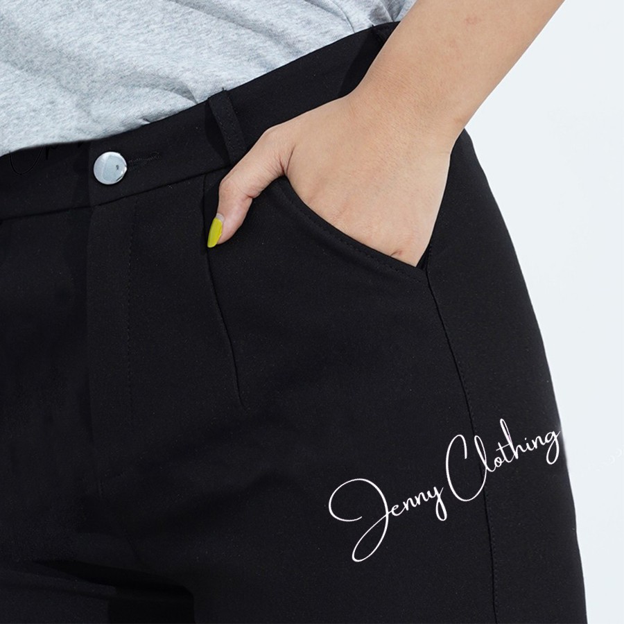Quần short đen nữ cạp cao có túi khóa khuy cài đai thắt lưng dáng ôm đùi mông màu Đen vải dày mềm mặc ở nhà đi chơi biển