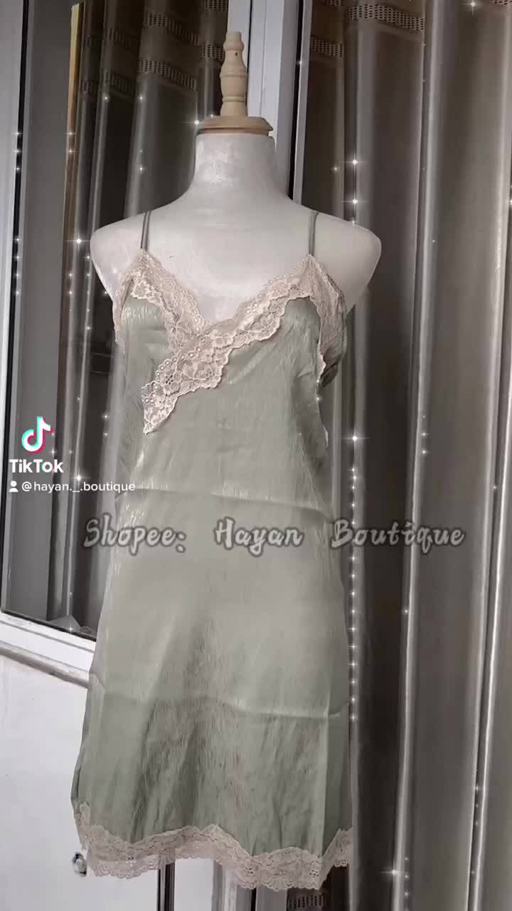 HT159 Set váy ngủ và áo choàng sexy lụa xước tô châu, đồ ngủ lụa đơn giản quyến rũ (227+228) | BigBuy360 - bigbuy360.vn