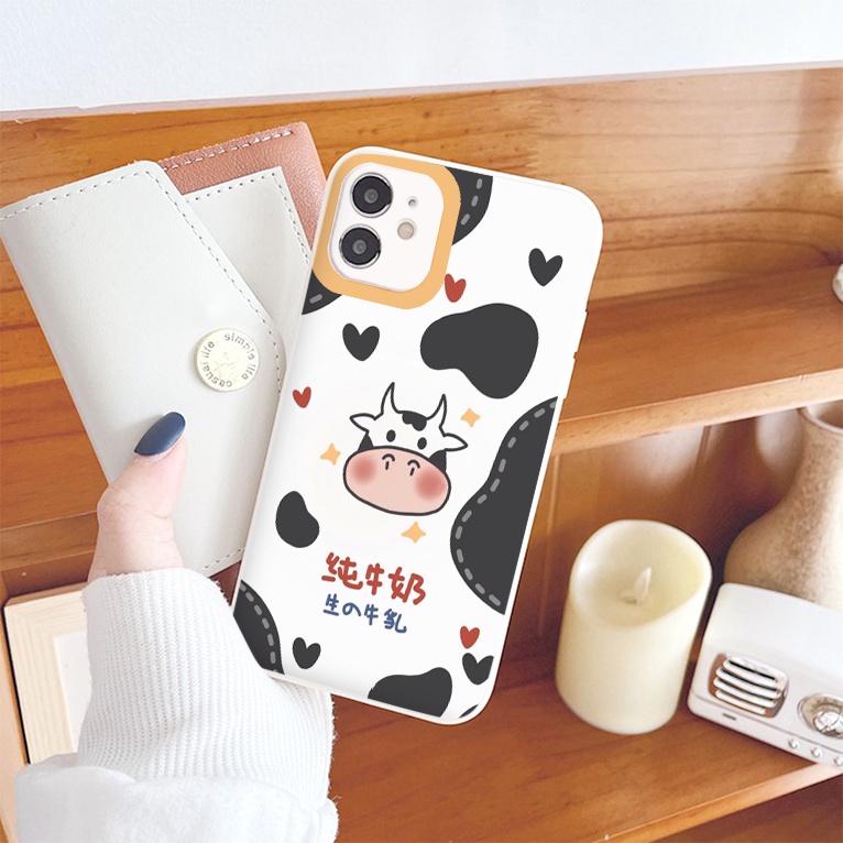 Ốp lưng iphone Bò sữa cạnh vuông dẻo ip 6splus/7/7plus/8/8plus/x/xr/xs/11/12/pro/max/plus/13promax tr167